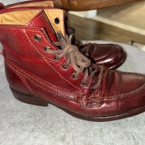Frye Women's Red Leather Ankle Boots